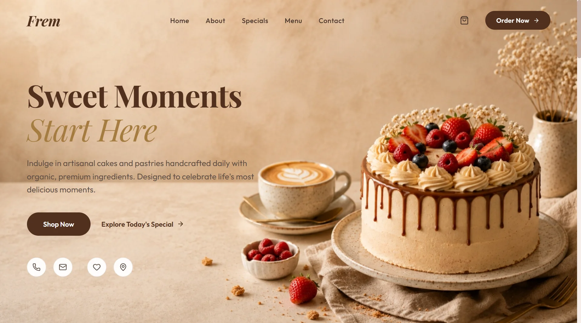 Frem Cake website preview