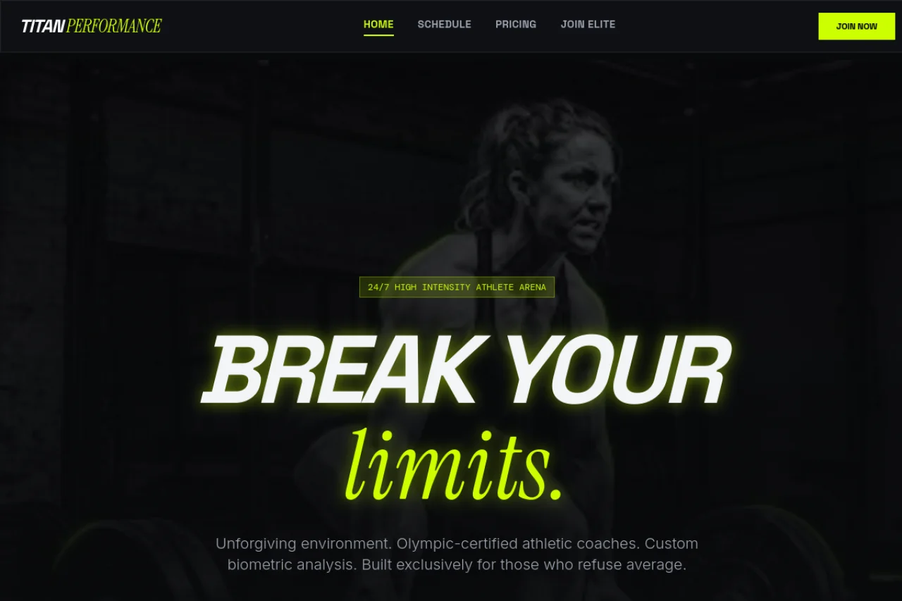 Titan Performance website preview